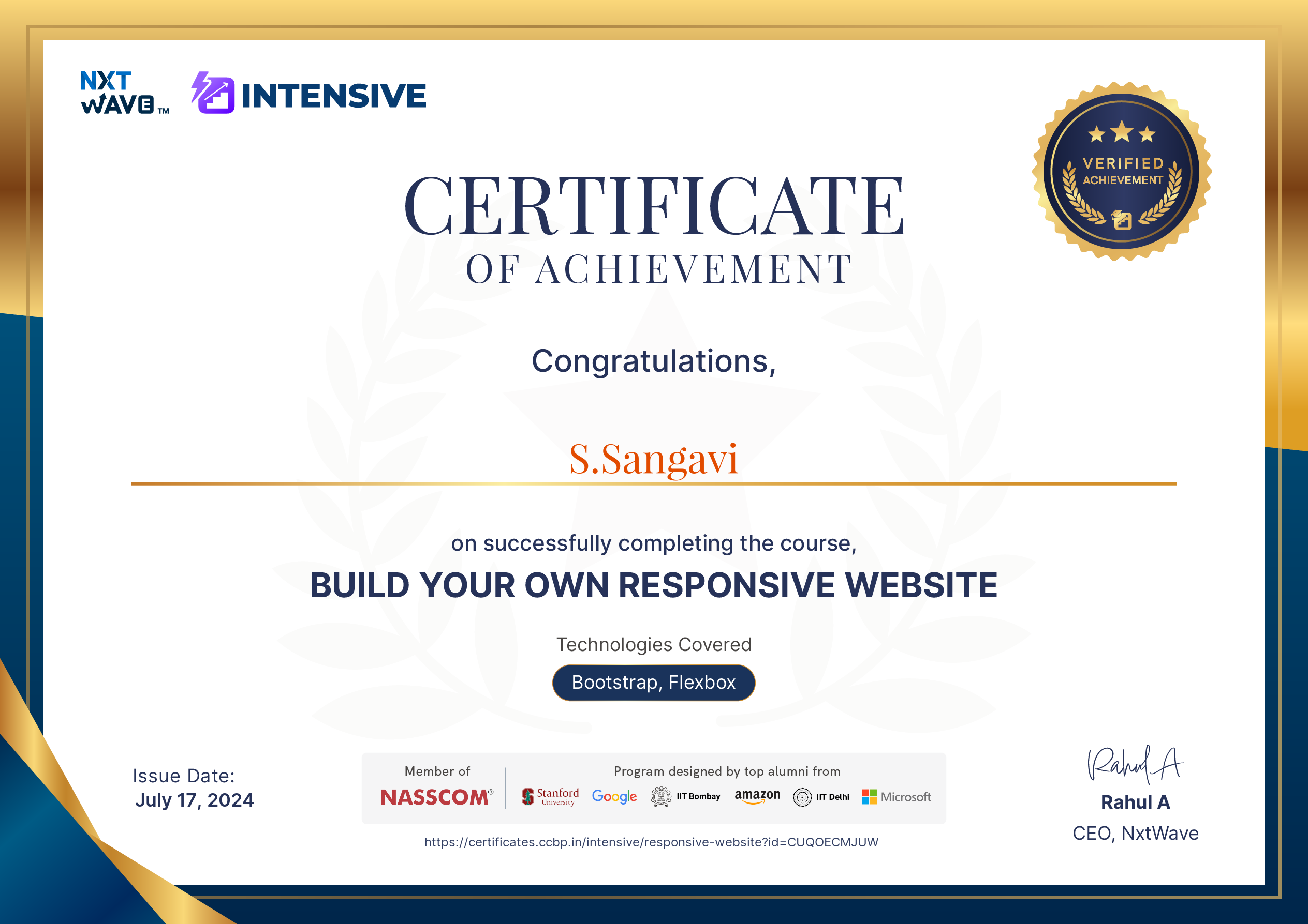 Responsive website Certificates
